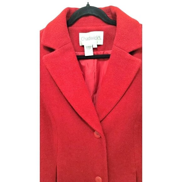 Chadwicks Womens Wool Blend Red Long Coat - Picture 11 of 12
